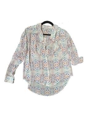 NEW Free People Multicolor Patterned Button Down Shirt - S
